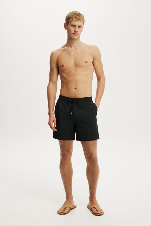 Stretch Swim Short - Black Valiente Seersucker