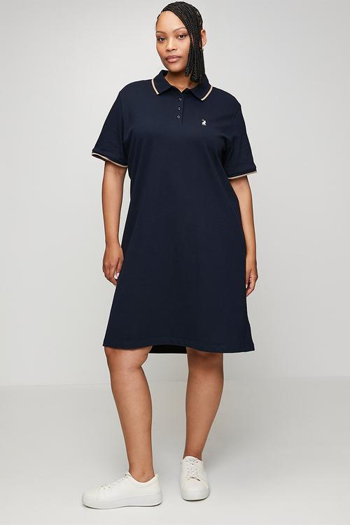 Wmn leah short sleeve golfer dress - navy