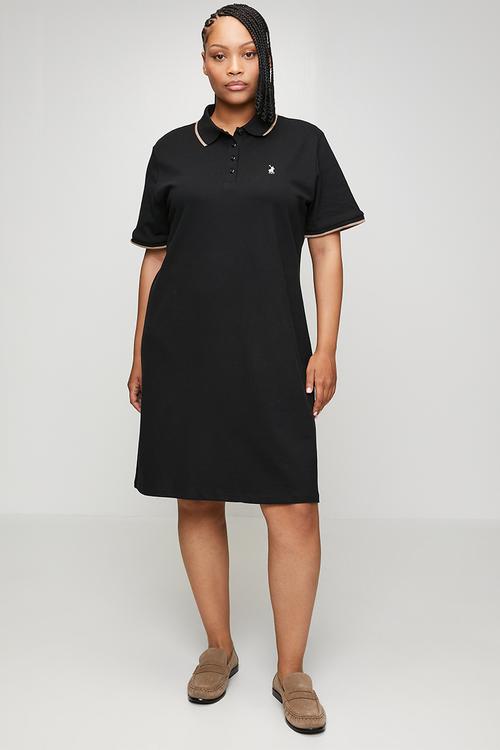 Wmn leah short sleeve golfer dress - black