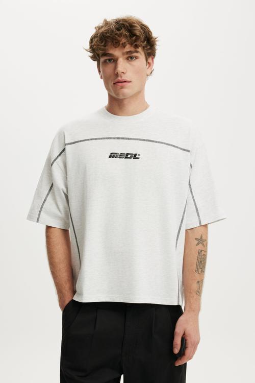 Cropped Fit Graphic T-shirt - White Marle/Pvln