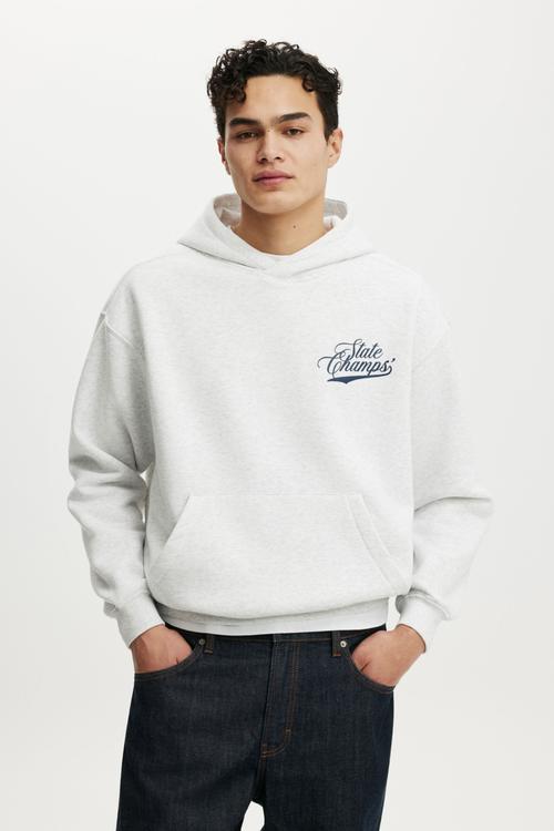 Box Fit Graphic Hoodie - Athletic Marle/State Champs
