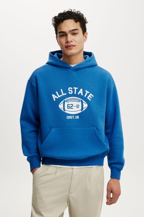 Box Fit Graphic Hoodie - Carolina Blue/All State Football