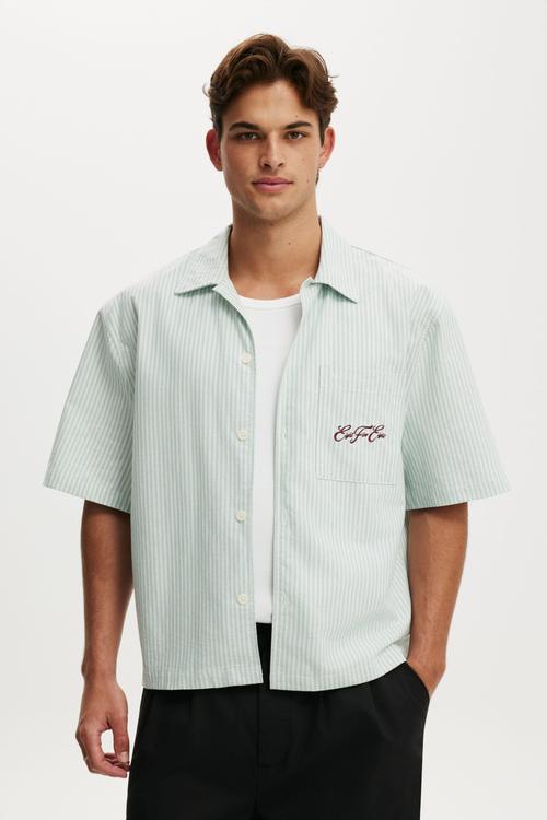Ventura Short Sleeve Shirt - Seafoam Stripe Emb