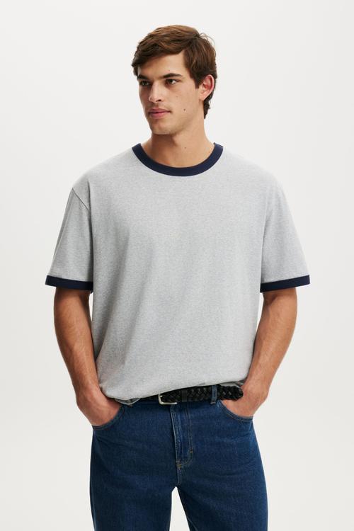 Everyday Fit T-shirt - Grey Marle/Vintage Navy Ringer