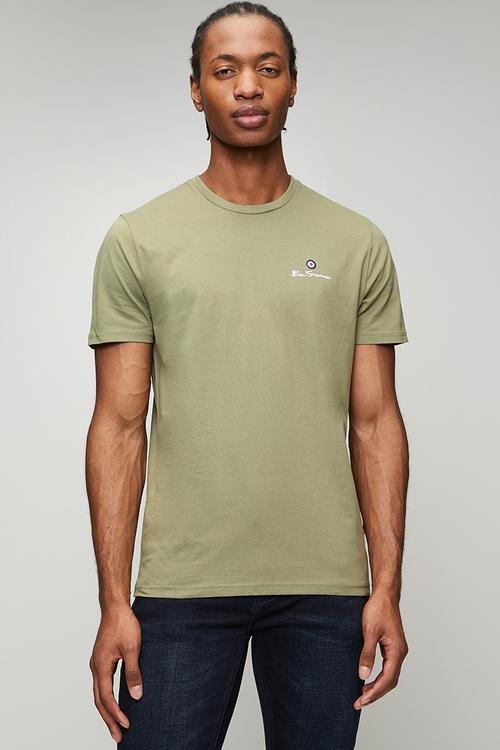 Essential Tar Prnt Crew Tee Shirt - Olive