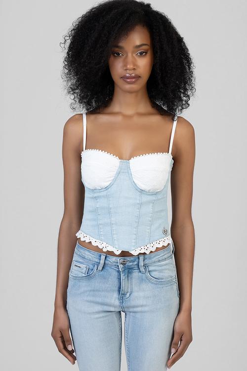 Jamie Denim Top  - Light Vintage