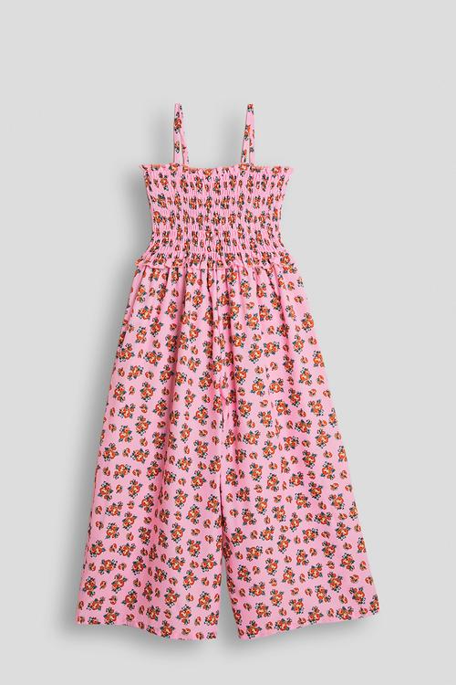 Shirred bodice jumpsuit - pink/floral aop