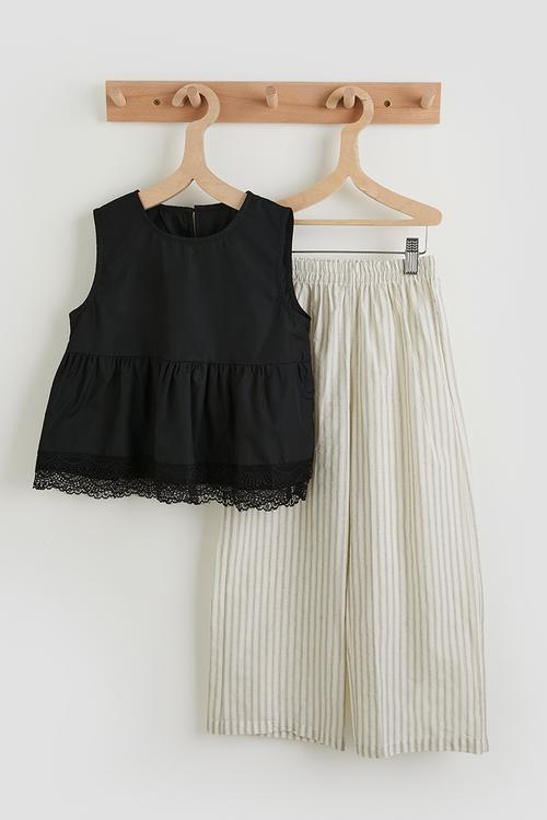 Peplum top and pants - black/ivory