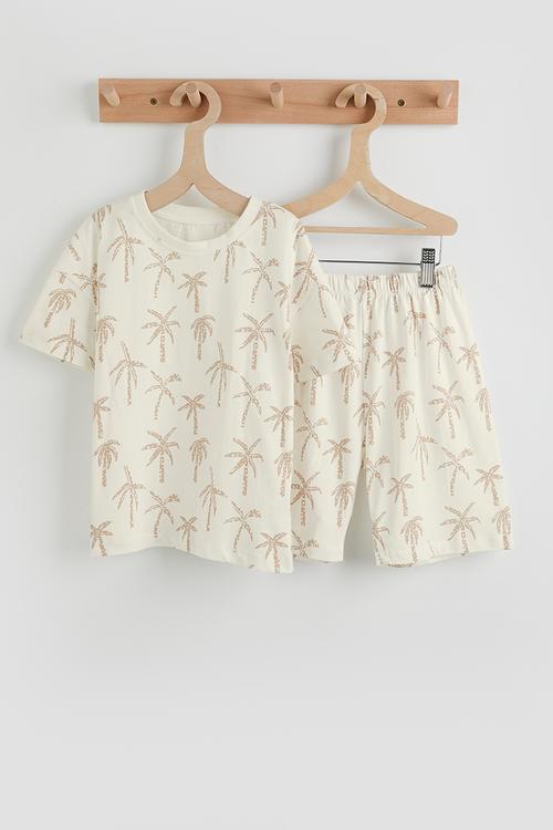 Palm tree aop - white & stone