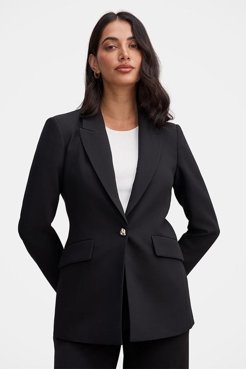 Trixie gold button blazer in black