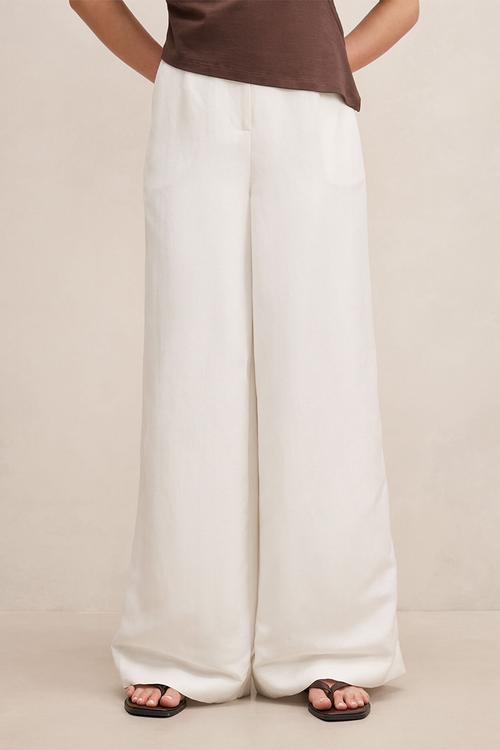 Matilda linen blend wide leg pants in porcelain