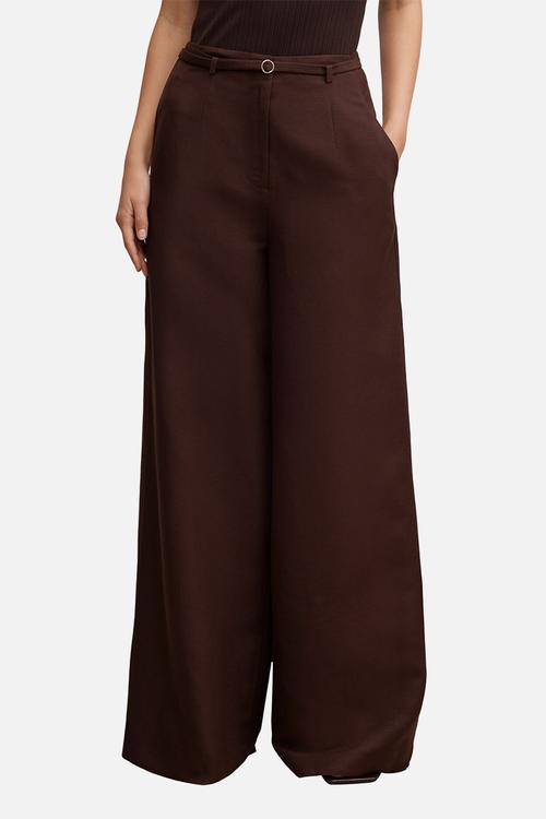 Matilda linen blend wide leg pants in chocolate freckle