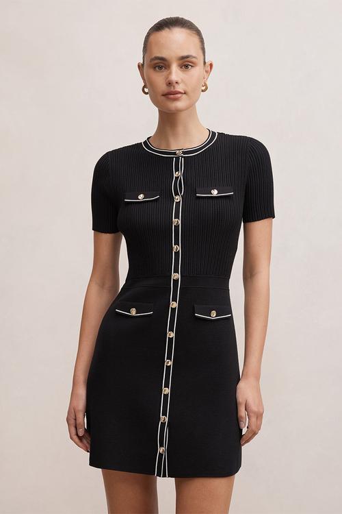 Isobella tipped knit mini dress in mono