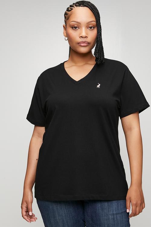 Wmn kelly short sleeve v neck t-shirt - black