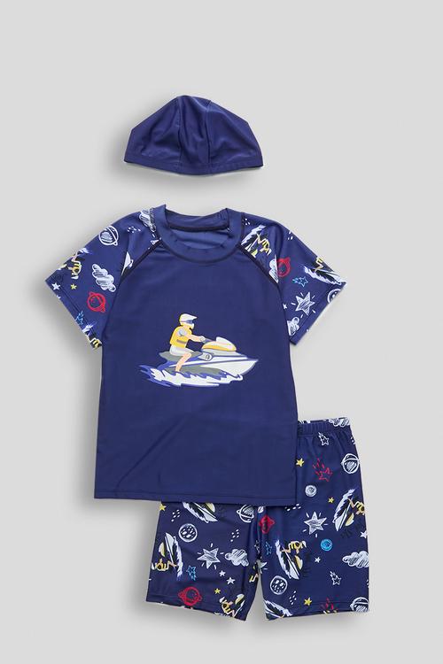 Rash vest and board shorts -  navy/aop