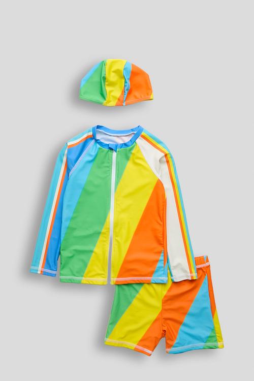 Rash vest & board shorts & swim cap -  multi