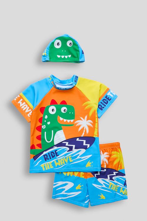 Rash vest and board shorts and swim cap -  multi/aop