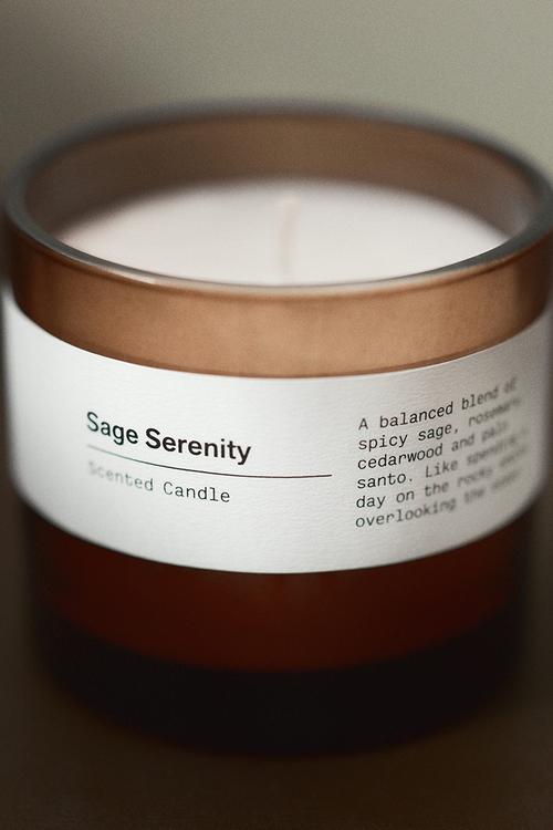 Scented candle in glass holder - sage serenity