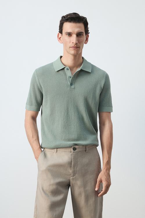 Poloshirt Pointele - Bright Green