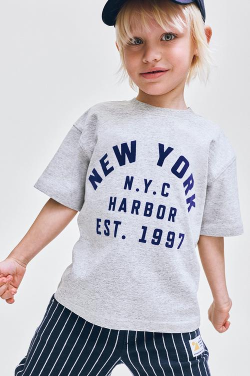 Appliqued T-shirt - light grey marl/new york