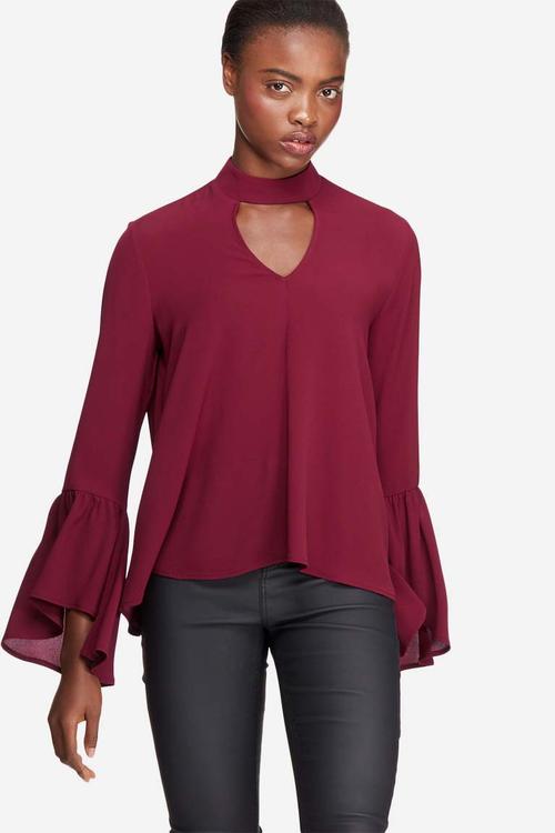 Bell sleeve keyhole blouse