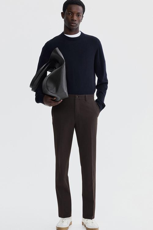 Slim fit tailored trousers - dark brown