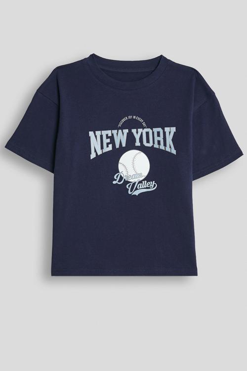 Slogan crew neck tee - navy
