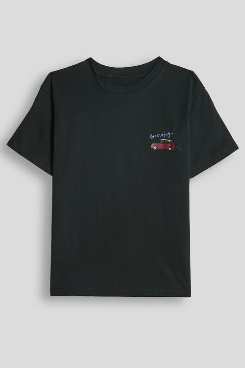 Slogan and graphic tee - black