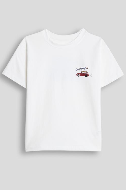 Slogan and graphic tee - white