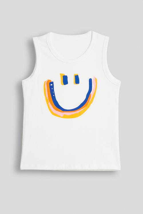 Smiley placement tank top - white