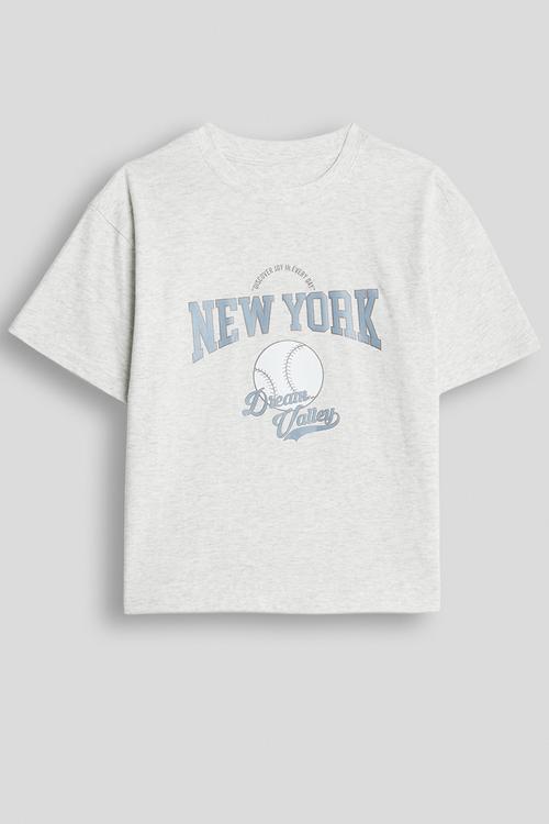 Slogan crew neck tee - light grey