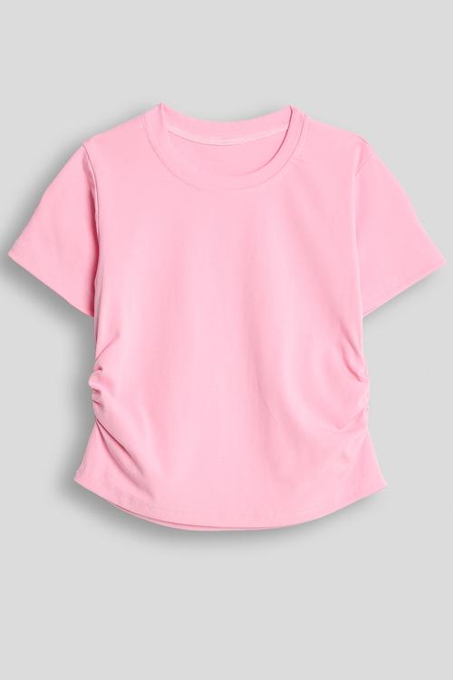 Side ruched tee - pink