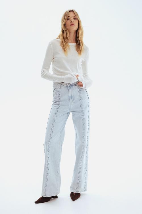 Flared regular waist jeans - light denim blue