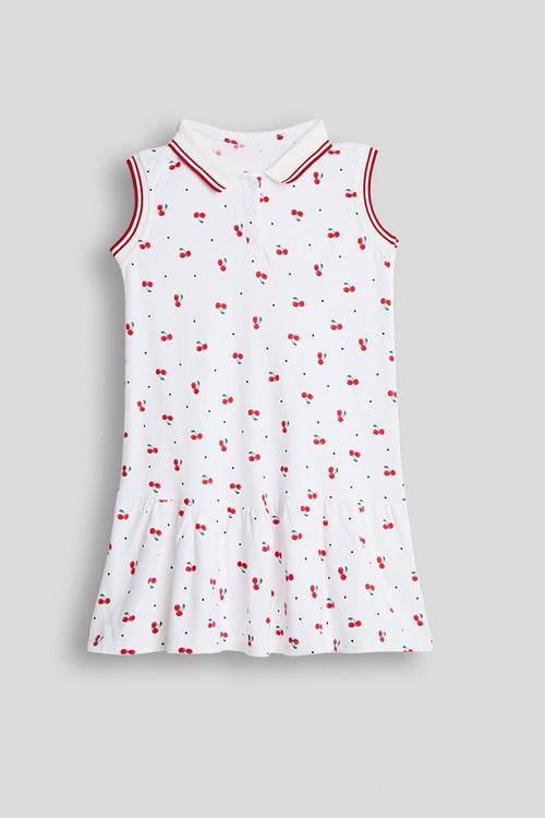 Sleeveless polo dress - white / aop
