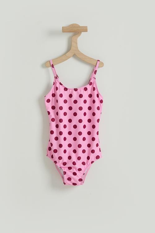 Polk dot one piece swimsuit - pink