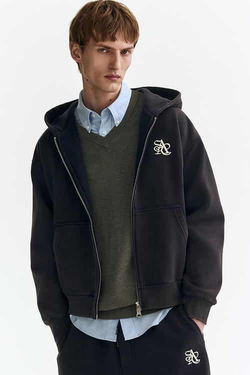 Loose fit zip-through hoodie - navy blue/asc
