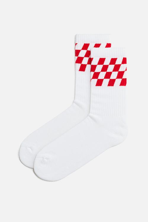 Socks - white/checked