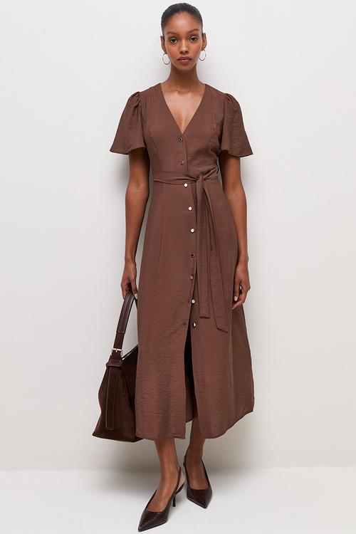Jupiter button thru puff midi - Choc