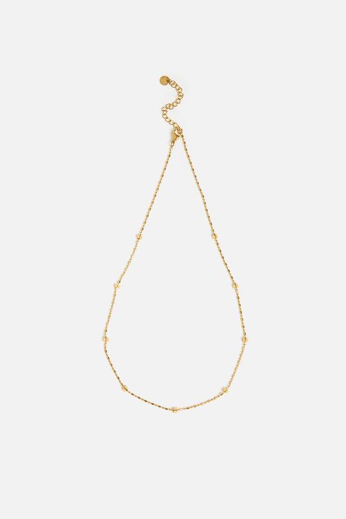 Funky Bead-Station Necklace - Gold