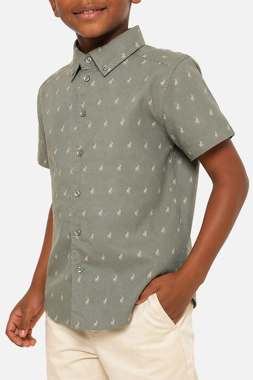 Boys Patrick Monogram Ss Shirt - Thyme