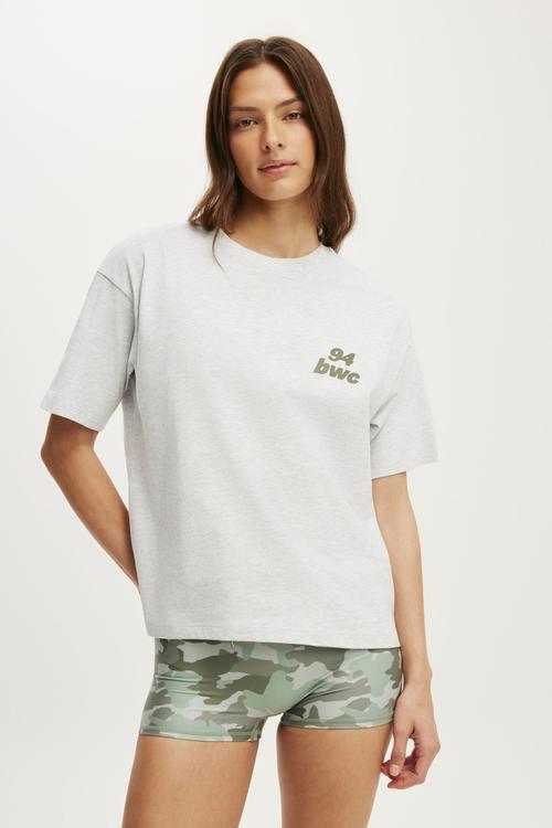 Active Graphic Tee - Light Grey Marle/Cuteility