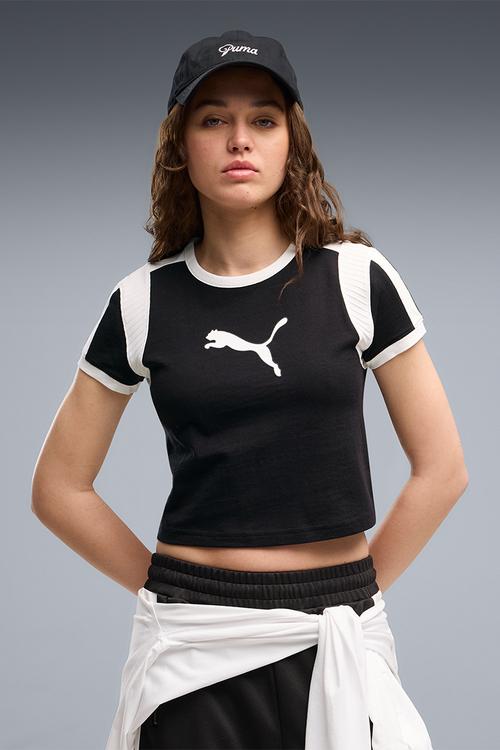 Graphic  Ringer Baby Tee - Puma Black