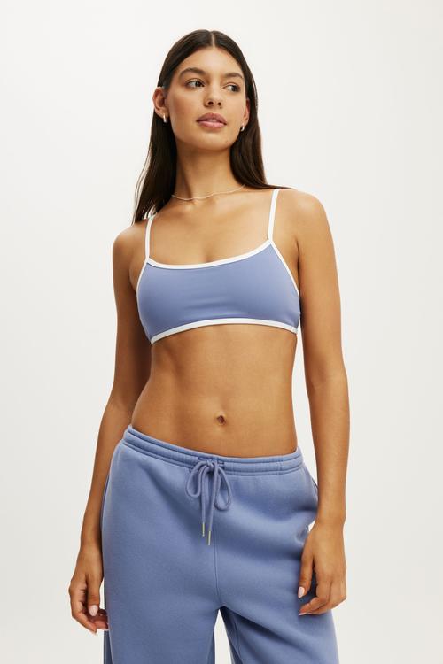 Ultra Soft Double Strap Back Crop - Blue Ice/White
