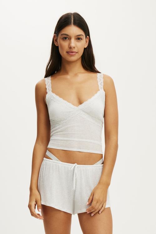 Sheer Lace Cami - Light Grey Marle