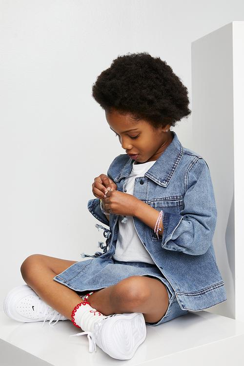 Bow tie denim jacket and wrap skirt - blue