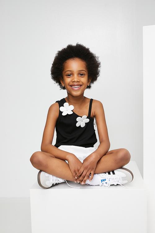 One shoulder tee and shorts - black/white