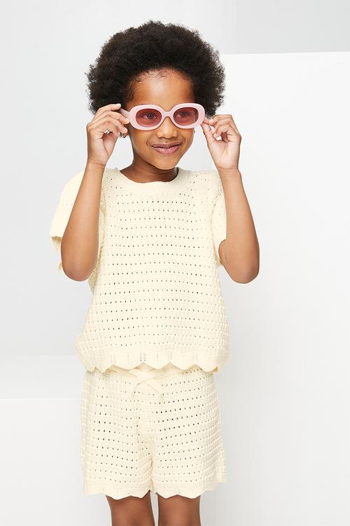 Knit top & shorts - cream