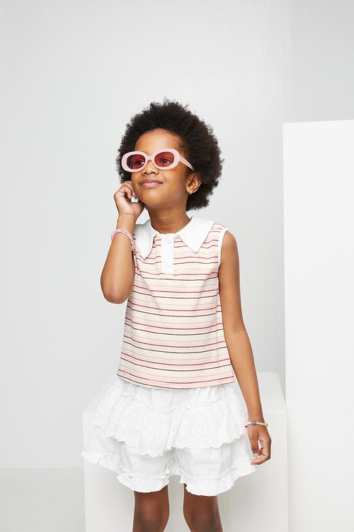 Collared tee and skirt - white & stripe