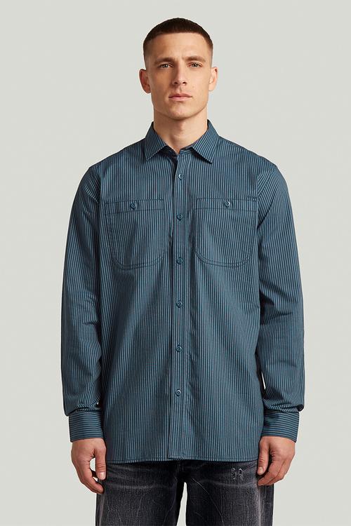 Double Pinstripe Regular Shirt L\S - Vintage Navy Double Pinstripe