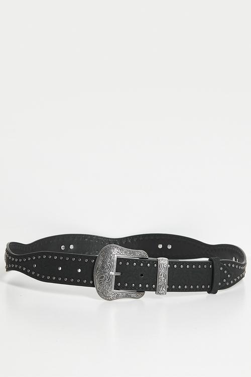 Liana Classic Slim Belt With Silver Buckle- Black